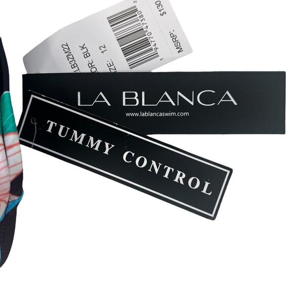 New Women’s La Blanca Floral Multi Strap Cross Back One Piece Swimsuit Size 12 - Picture 5 of 9